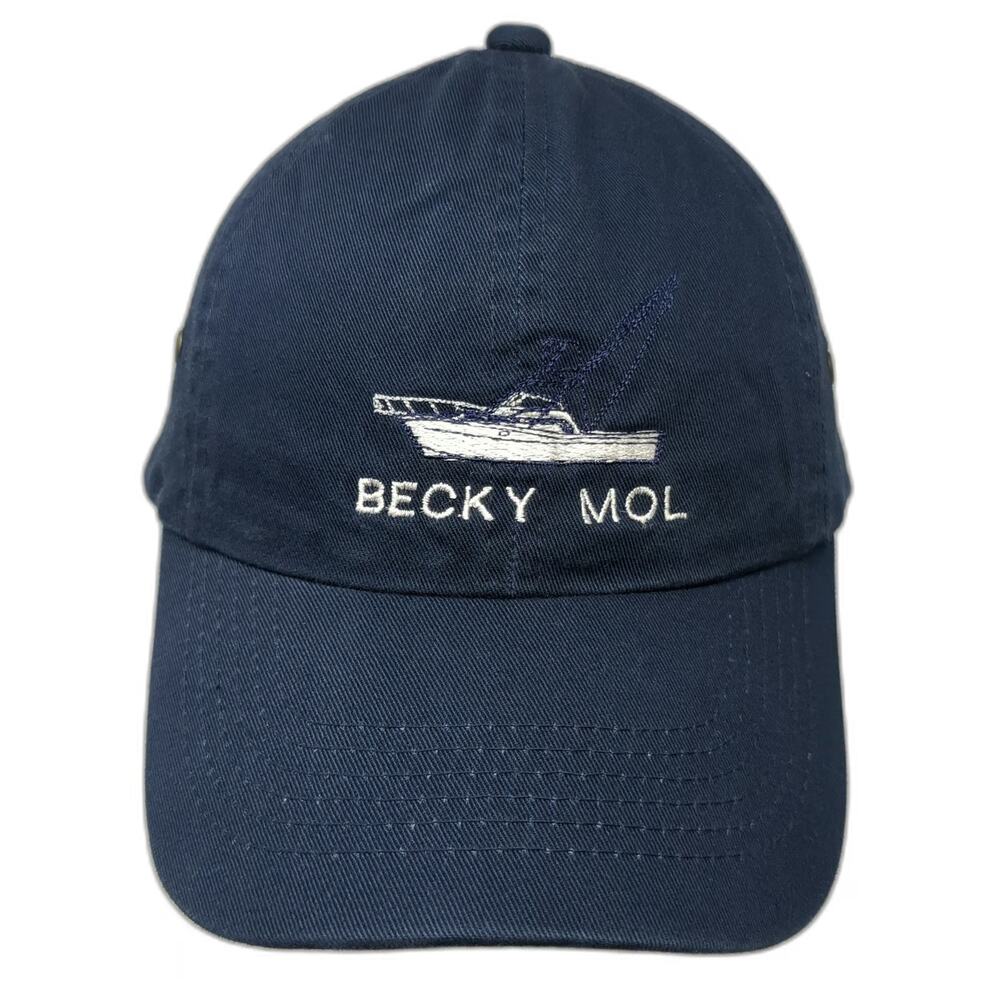 Broner Baseball Cap Blue One Size Boat Embroidery Cotton Strapback Hat Fishing